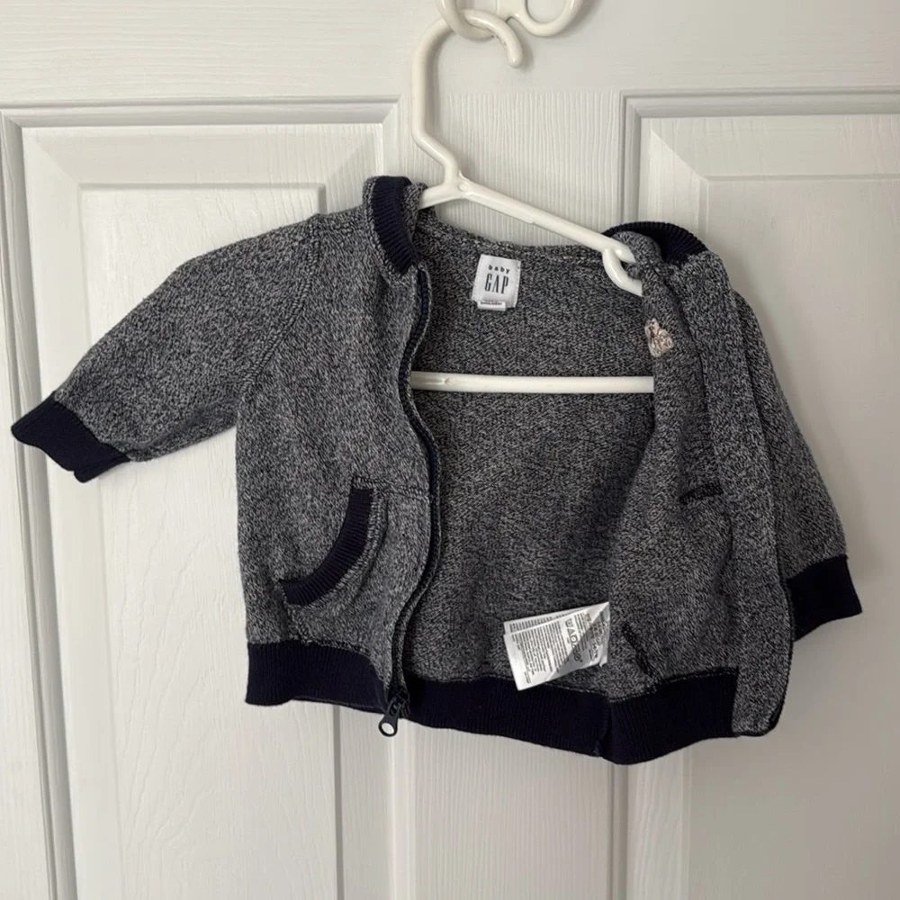 Baby Gap Marled Zippered Sweater Hoodie in Dark Night Size 3-6 Months